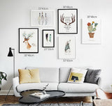 Nordic Small Fresh Wall Painting Decorative UnFramed Artwork For Home, Sika Deer