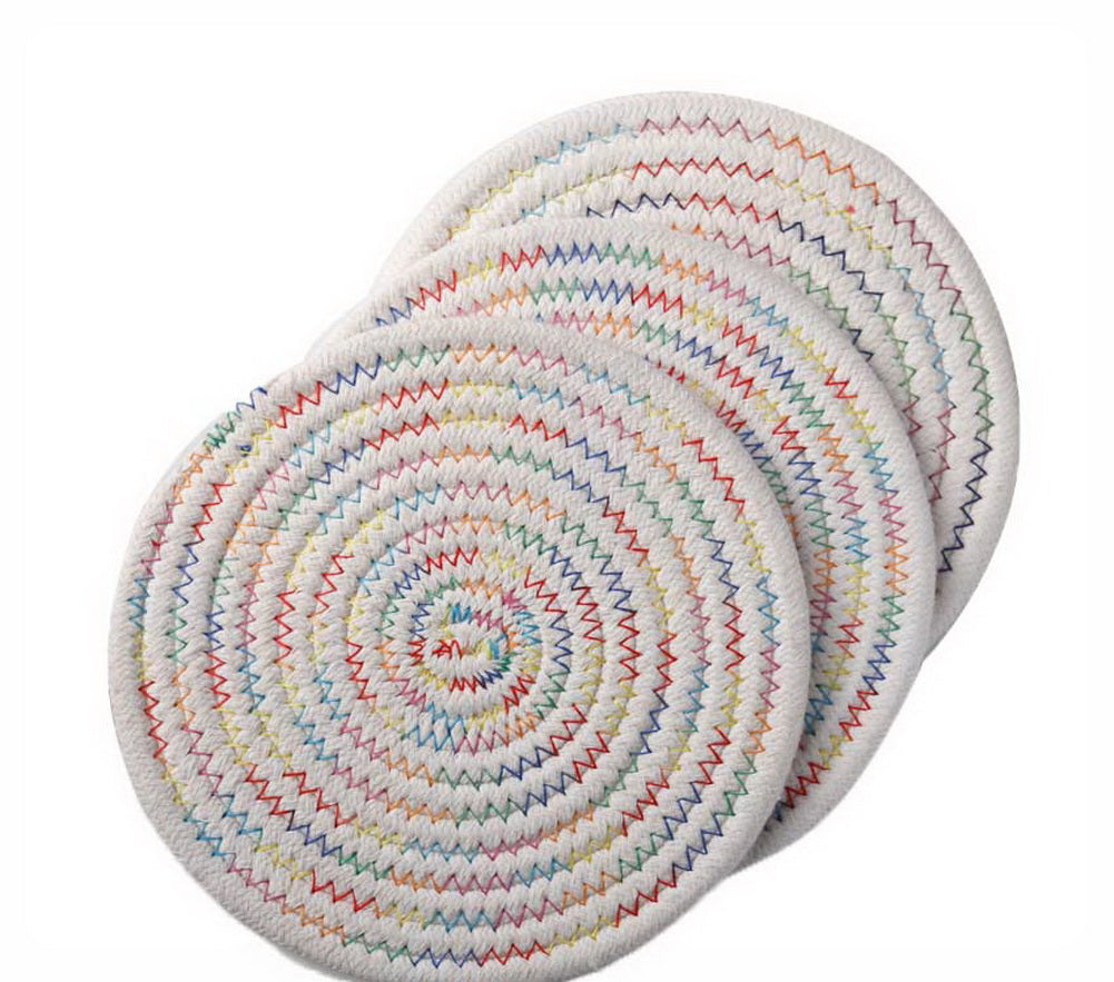 Insulation Mat Meal Mat Bowl Mat Anti-hot Pad Tableware Mat Braided 3 pieces(A)
