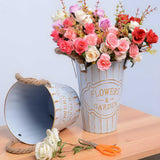 Flower Bucket Flower Shop Home Iron Ornament Dried Flowers Arangement Vase Beige