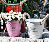 Flower Barrel Flower Shop Home Iron Ornament Dried Flowers Arangement Vase, Pink