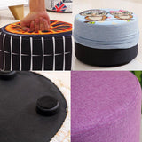 Household Creative Round Stool Sofa Footrest Stools with Detachable Cover, Owl