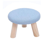 Round Stool Footstool Bench Seat Foot Rest Ottoman Detachable Cover, 3 Legs, Light Blue