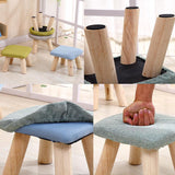 Round Stool Footstool Bench Seat Foot Rest Ottoman Detachable Cover, 3 Legs, Light Blue