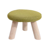 Round Stool Footstool Bench Seat Foot Rest Ottoman Detachable Cover, 3 Legs, Green
