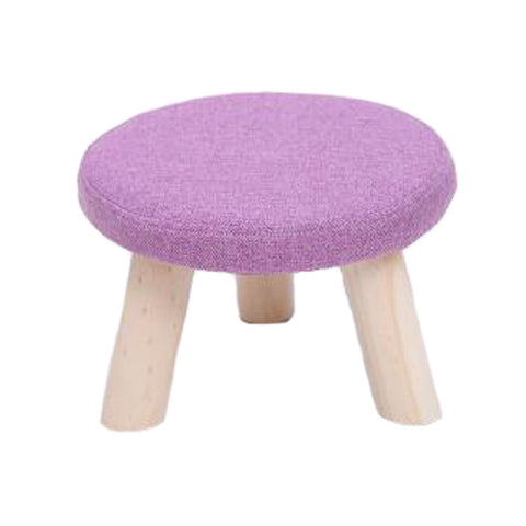 Round Stool Footstool Bench Seat Foot Rest Ottoman Detachable Cover, 3 Legs, Purple
