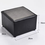 Fashionable Square Faux Leather Modern Small Stool Table Stool Sofa Pier Ottoman Stool, Black