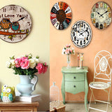Vintage/Country Style Wooden Silent Round Wall Clocks Decorative Clocks,A