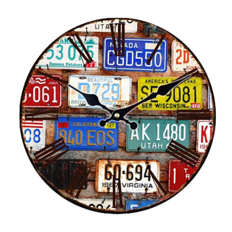 Vintage/Country Style Wooden Silent Round Wall Clocks Decorative Clocks,D