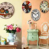 Vintage/Country Style Wooden Silent Round Wall Clocks Decorative Clocks,L