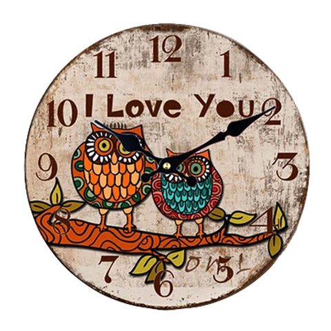 Vintage/Country Style Wooden Silent Round Wall Clocks Decorative Clocks,R