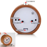 Classic Small Round Silent Desk Alarm Clock With Nightlight, Wooden Alarm Clock