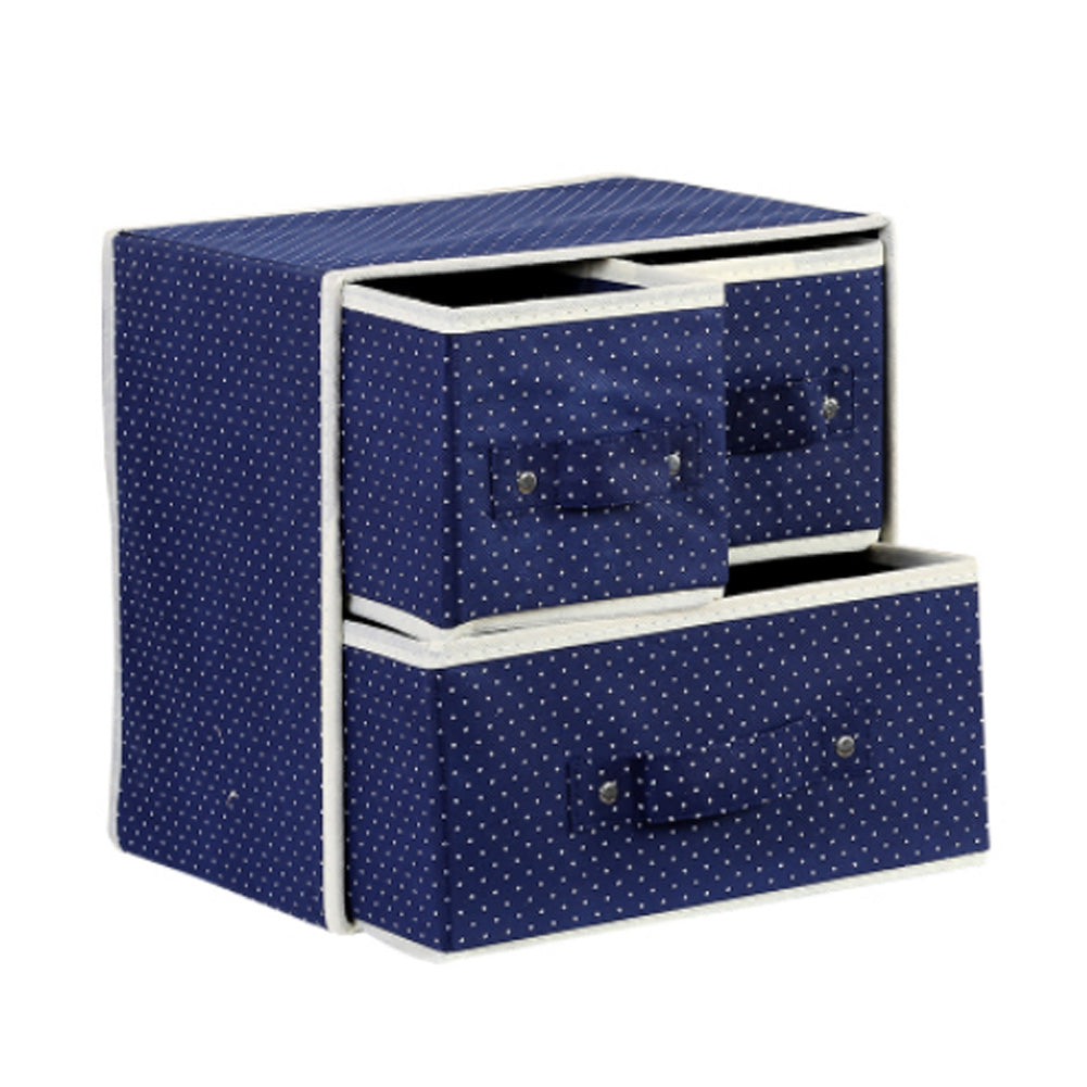 Foldable Drawer-Style Storage Box Organizer Bin Storage Container Navy Dot