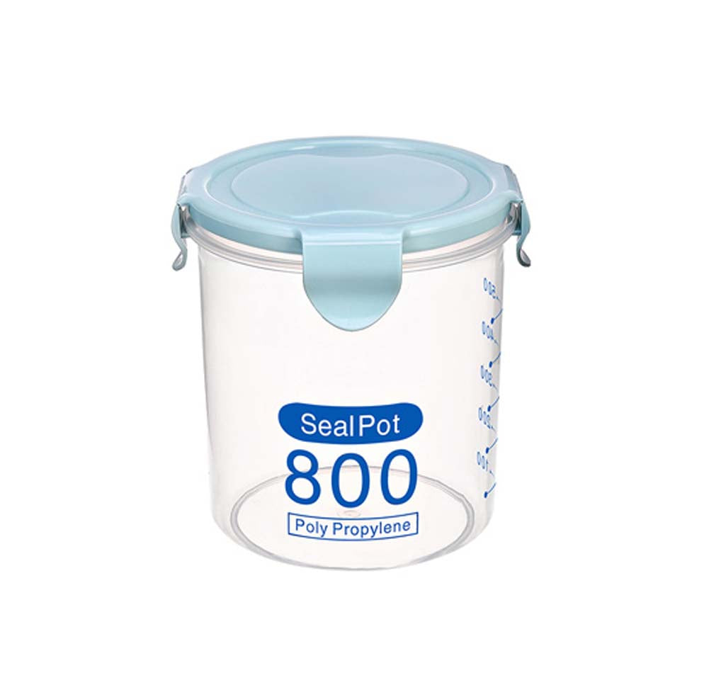 Set of 2 Food Storage Containers Seal Pots Plastic Storage Jars, 800ml, BLUE