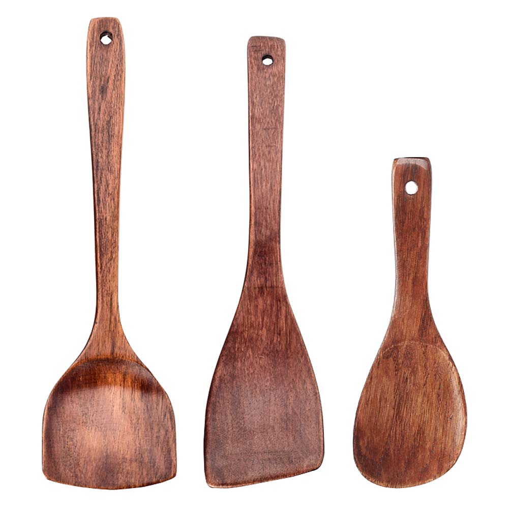 Classic Non-stick Cookware Wooden Kitchen Cooking Utensil Set, 3 pieces, NO.003
