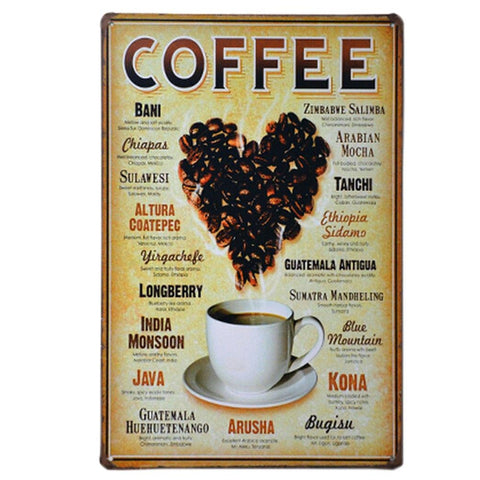 LOVE COFFEE BEAN VINTAGE METAL PAINTING WALL HANGING