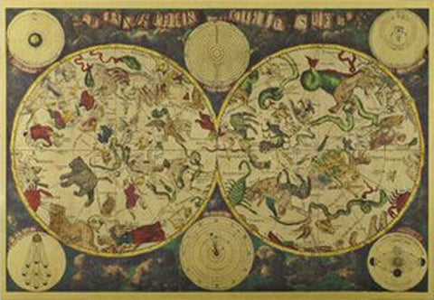 1680 Ancient Zodiac Constellation Map Kraft Paper Poster Retro Decorative