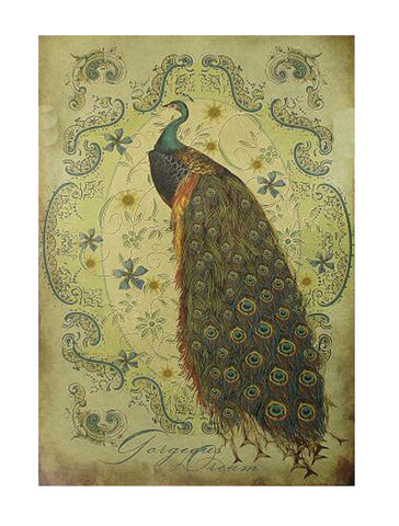 Peacock Nostalgic Retro Kraft Paper Poster Decorative Painting B