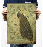 Peacock Nostalgic Retro Kraft Paper Poster Decorative Painting B