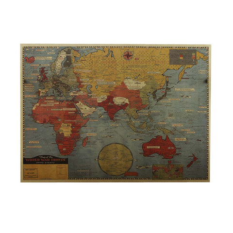 Paper Old World Map Navigation Bar Interior Decorative Painting Posters Kraft