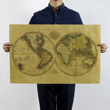 Decorative Painting Posters Old World Map Kraft Paper Navigation Bar Interior