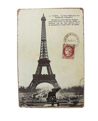 [PARIS] Wall Decoration Tin Metal Drawing Vintage Retro Classic Plaque Prints