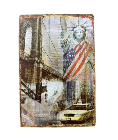 [Statue of Liberty] Wall Decoration Tin Metal Drawing Vintage Retro Prints