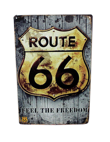 [ROUTE 66] Wall Decor Tin Metal Drawing Vintage Retro Classic Plaque Prints