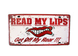 [READ MY LIPS] Wall Decor Tin Metal Drawing Old License Number Prints