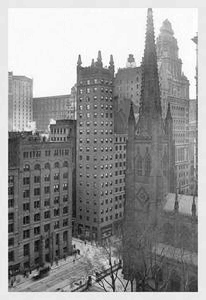 ONE WALL STREET AND TRINITY CHURCH, 1911: FINE ART GICLEE CANVAS PRINT