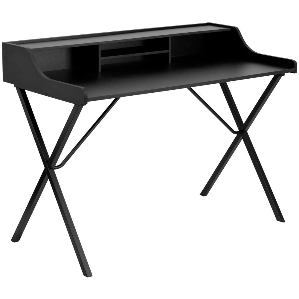 Computer Desk with Top Shelf Black Laminate Top/Black Frame