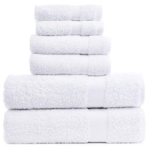 Bare Cotton Luxury Hotel & Spa Towel 100% Genuine Turkish Cotton Hand Towels, White - Set of 6