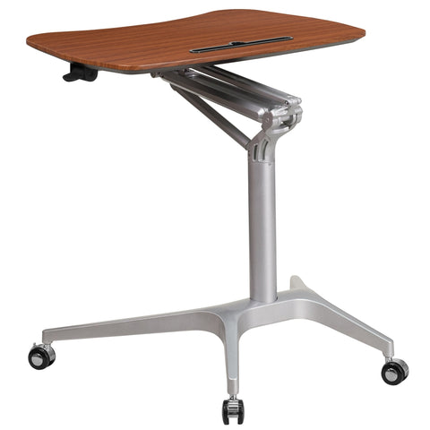 Mobile Sit-Down, Stand-Up Computer Desk - Adjustable