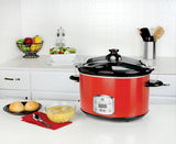 Stainless Steel 8 Qt Digital Slow Cooker with Locking Lid - Red