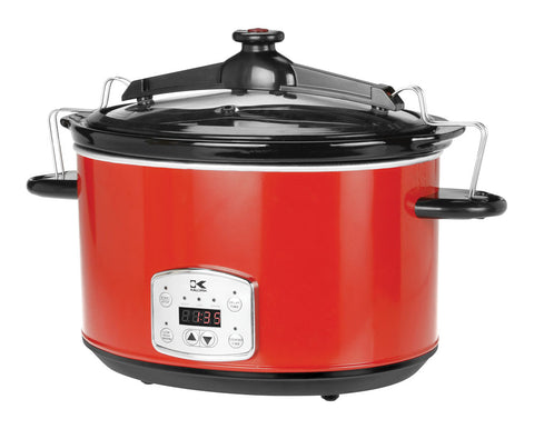 Toastmaster 4-Quart Digital Slow Cooker with Locking Lid, Red