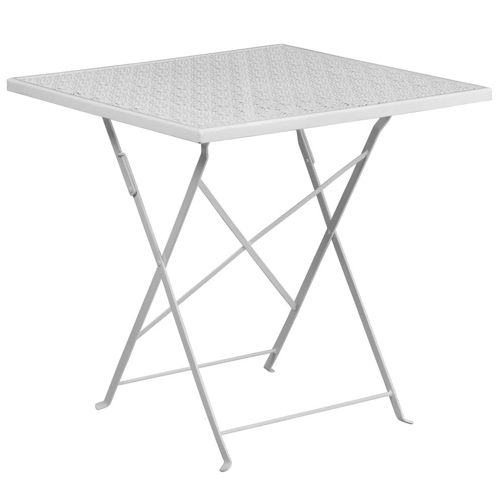 28'' Square Indoor-Outdoor Steel Folding Patio Table - White