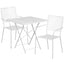 28'' Square Indoor-Outdoor Steel Folding Patio Table Set with 2 Square Back Chairs - White
