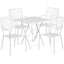 28'' Square Indoor-Outdoor Steel Folding Patio Table Set with 4 Square Back Chairs - White