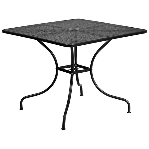 35.5'' Square Indoor-Outdoor Steel Patio Table (Black)