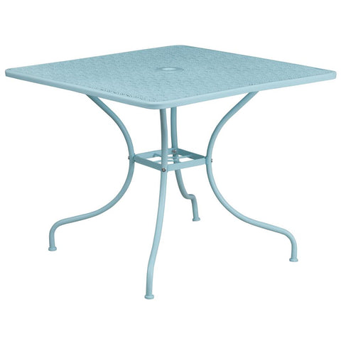 35.5'' Square Indoor-Outdoor Steel Patio Table (Sky Blue)