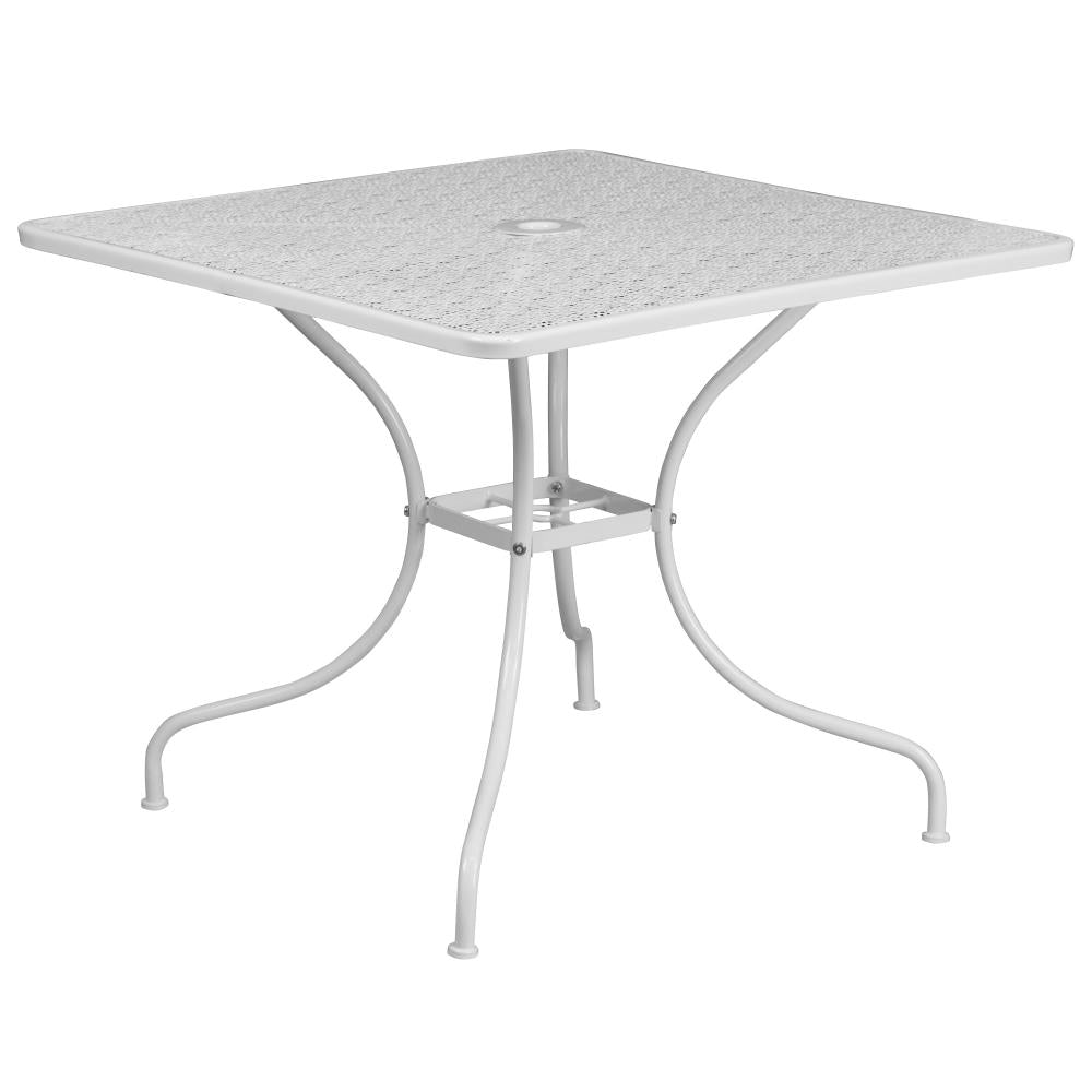 35.5'' Square Indoor-Outdoor Steel Patio Table (White)