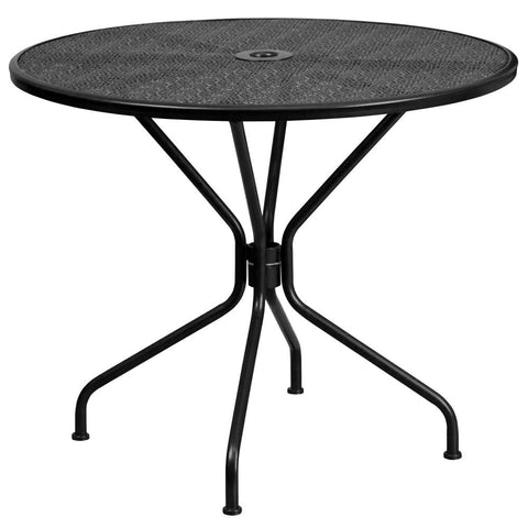35.25'' Round Indoor-Outdoor Steel Patio Table - Black