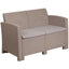 Faux Rattan Loveseat with All-Weather Cushions