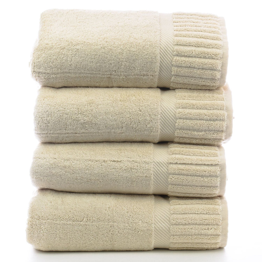 Luxury Hotel & Spa Towel 100% Genuine Turkish Cotton Bath Towels - Beige - Piano - Set of 4