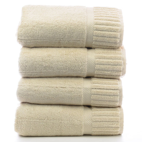 Luxury Hotel & Spa Towel 100% Genuine Turkish Cotton Bath Towels - Beige - Piano - Set of 4