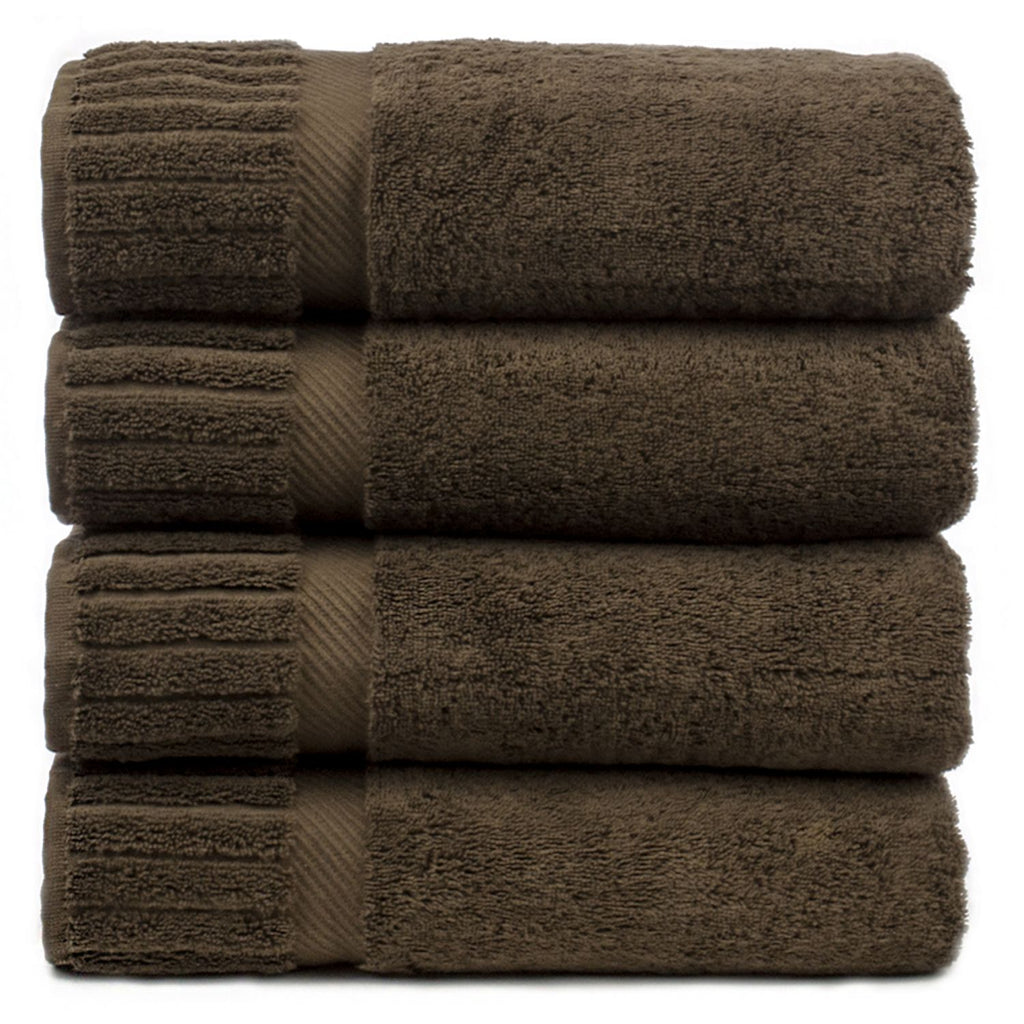 Luxury Hotel & Spa Towel 100% Genuine Turkish Cotton Bath Towels - Cocoa - Piano - Set of 4