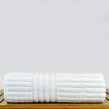 Luxury Hotel & Spa Towel 100% Genuine Turkish Cotton Bath Towels - White - Striped - Set of 4