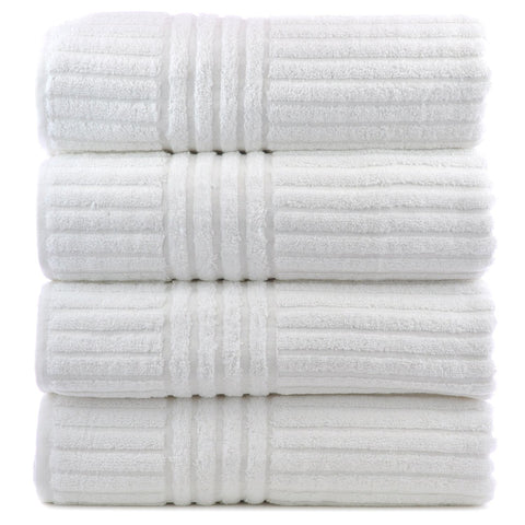 Luxury Hotel & Spa Towel 100% Genuine Turkish Cotton Bath Towels - White - Striped - Set of 4