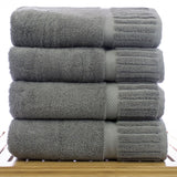 Luxury Hotel & Spa Towel 100% Genuine Turkish Cotton Bath Towels - Gray - Piano - Set of 4