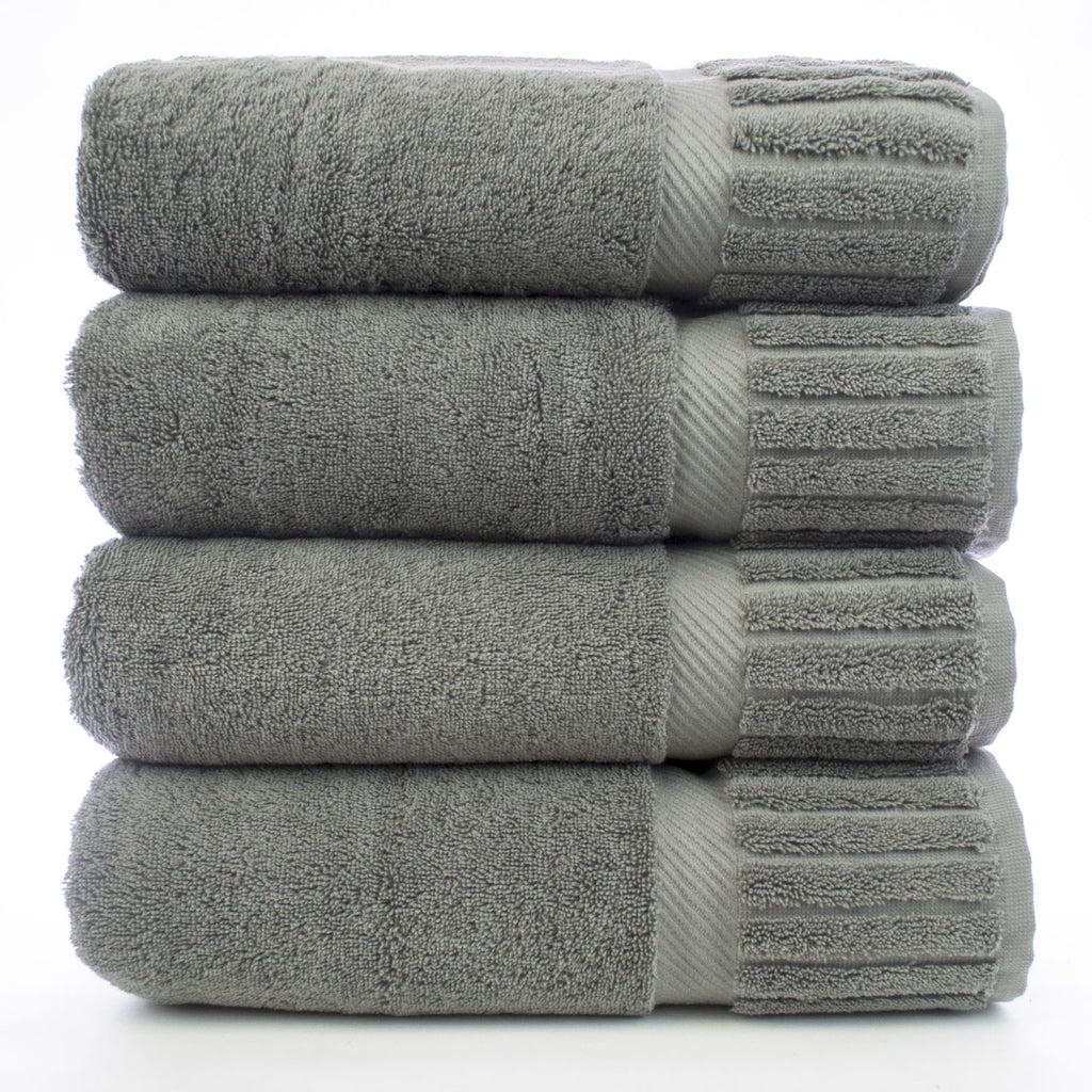 Luxury Hotel & Spa Towel 100% Genuine Turkish Cotton Bath Towels - Gray - Piano - Set of 4