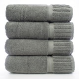 Luxury Hotel & Spa Towel 100% Genuine Turkish Cotton Bath Towels - Gray - Piano - Set of 4